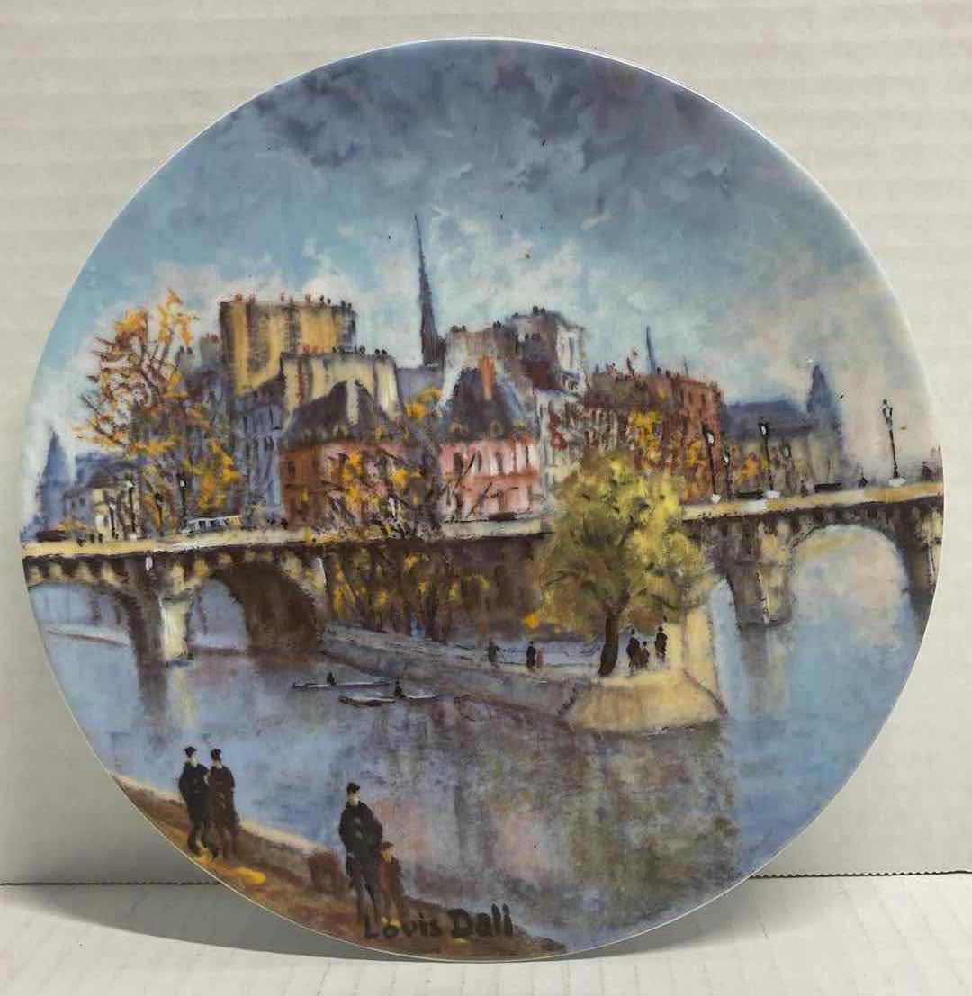 Photo 1 of HENRI D’ARCEAU & FILS “LA POINTE DU VERT GALANT ET LE PONT NEUF” BY LOUIS DALI FRENCH PORCELAIN PLATE 8.5”