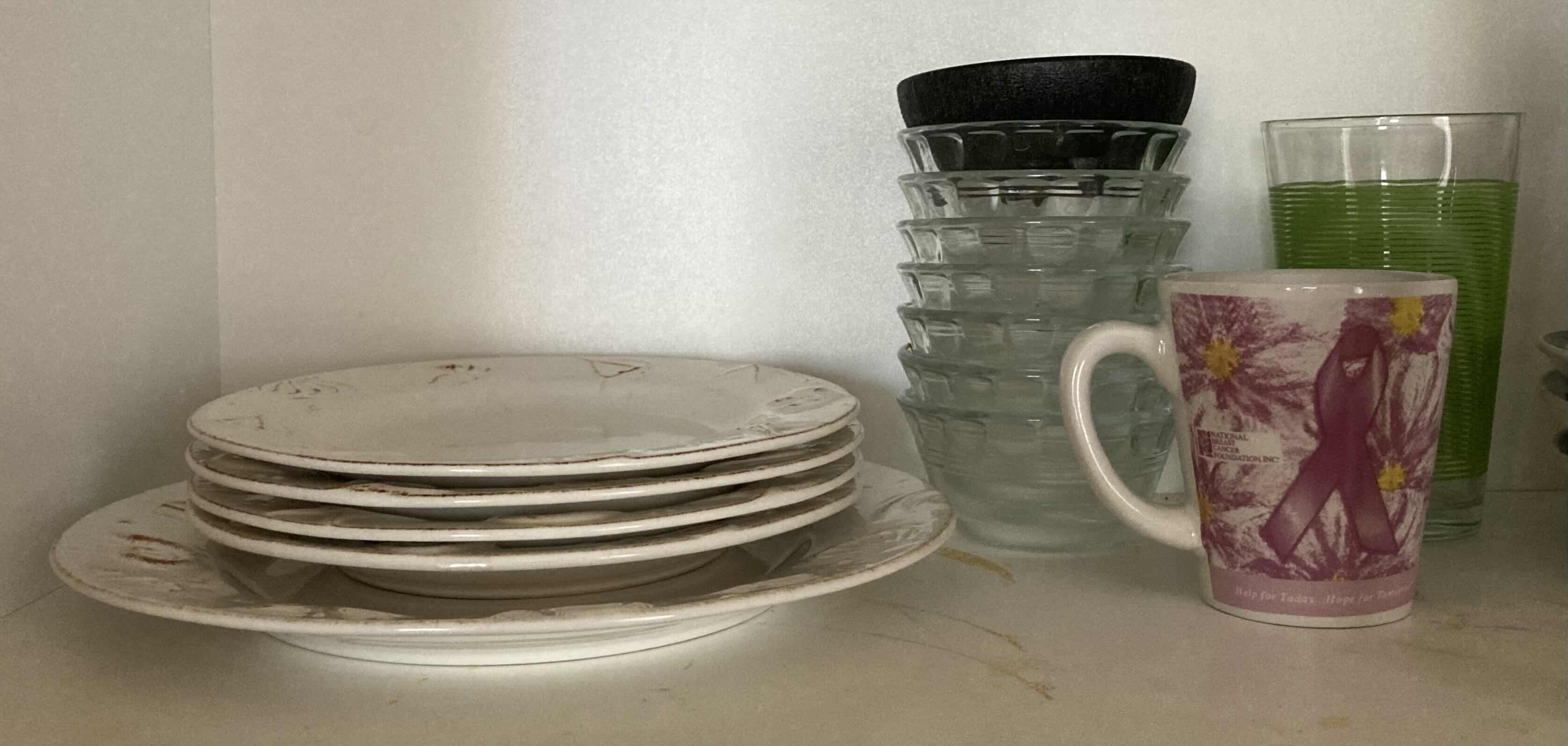 Photo 1 of CONTENTS OF CABINET-PLATES, COFFEE MUGS, & DESSERT BOWLS