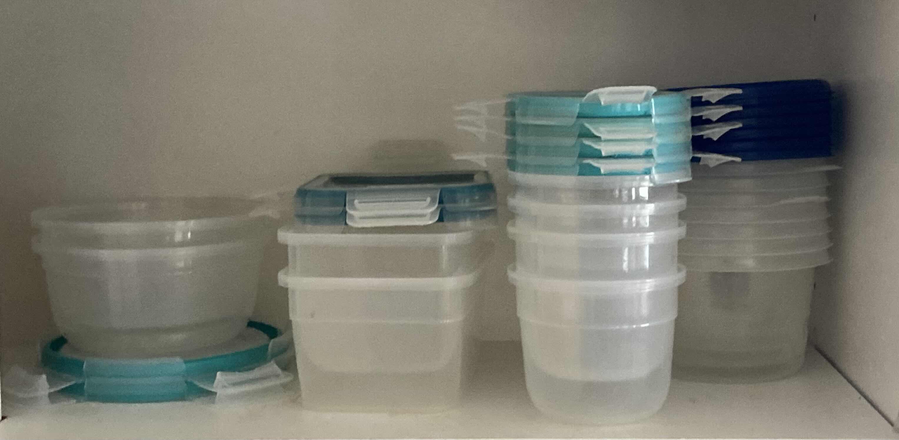 Photo 1 of CONTENTS OF CABINET-WATER CUPS, STORAGE CONTAINERS, & SAUCE BOWLS