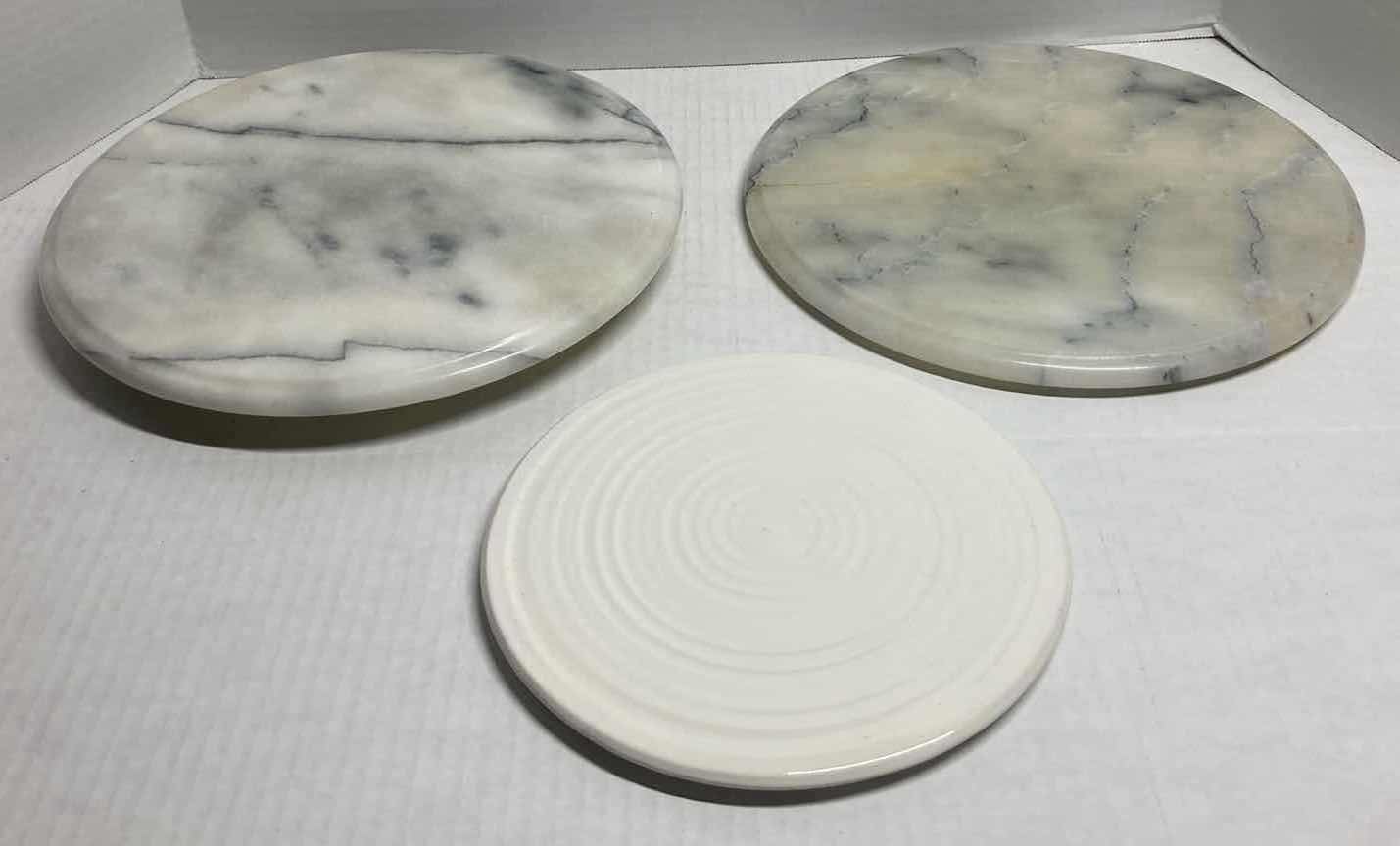 Photo 1 of ROTATING MARBLE TRAY W MARBLE TRAY AND SMALL CERAMIC TRAY 12” & 9”