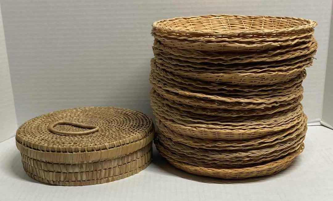 Photo 1 of RATTAN PICNIC PLATE HOLDERS, HOT PLATES & TORTILLA CONTAINER