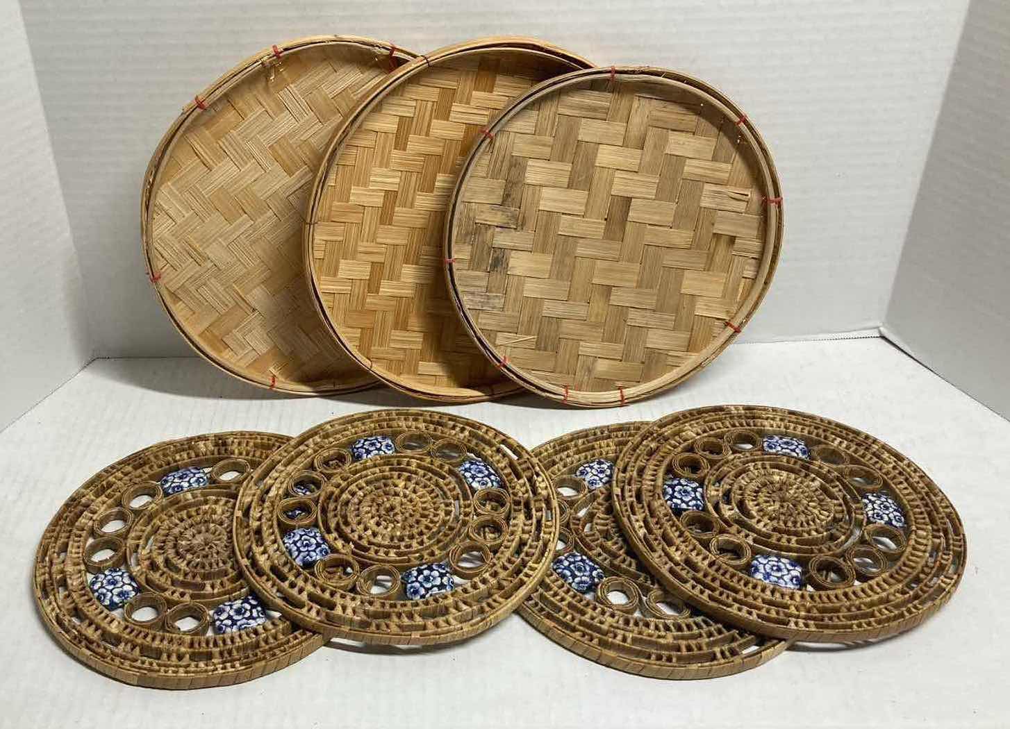 Photo 1 of RATTAN PICNIC PLATE HOLDERS, HOT PLATES & TORTILLA CONTAINER