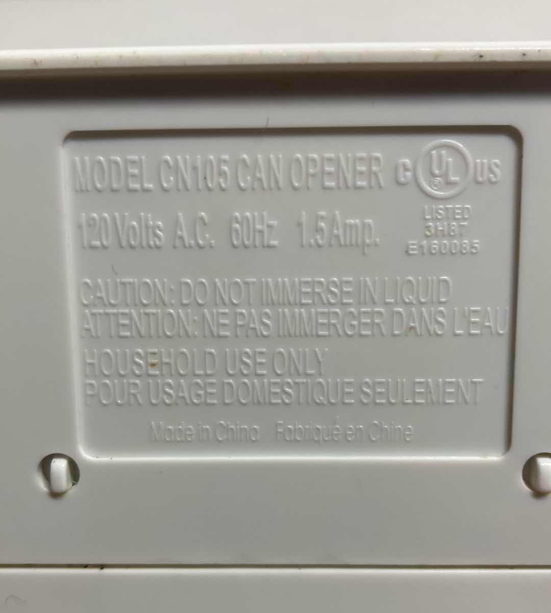 Photo 1 of ELECTRIC CAN OPENER MODEL CN105