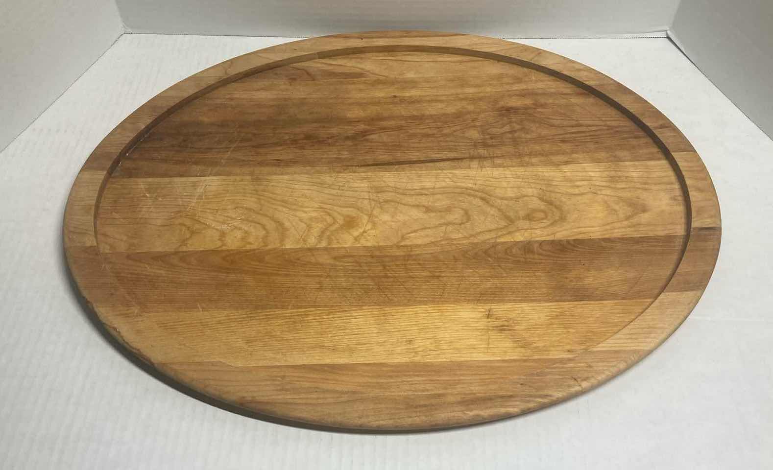 Photo 1 of GLASS COW & CERAMIC TURKEY PLATTER W WOODEN TRAY/CUTTING BOARD