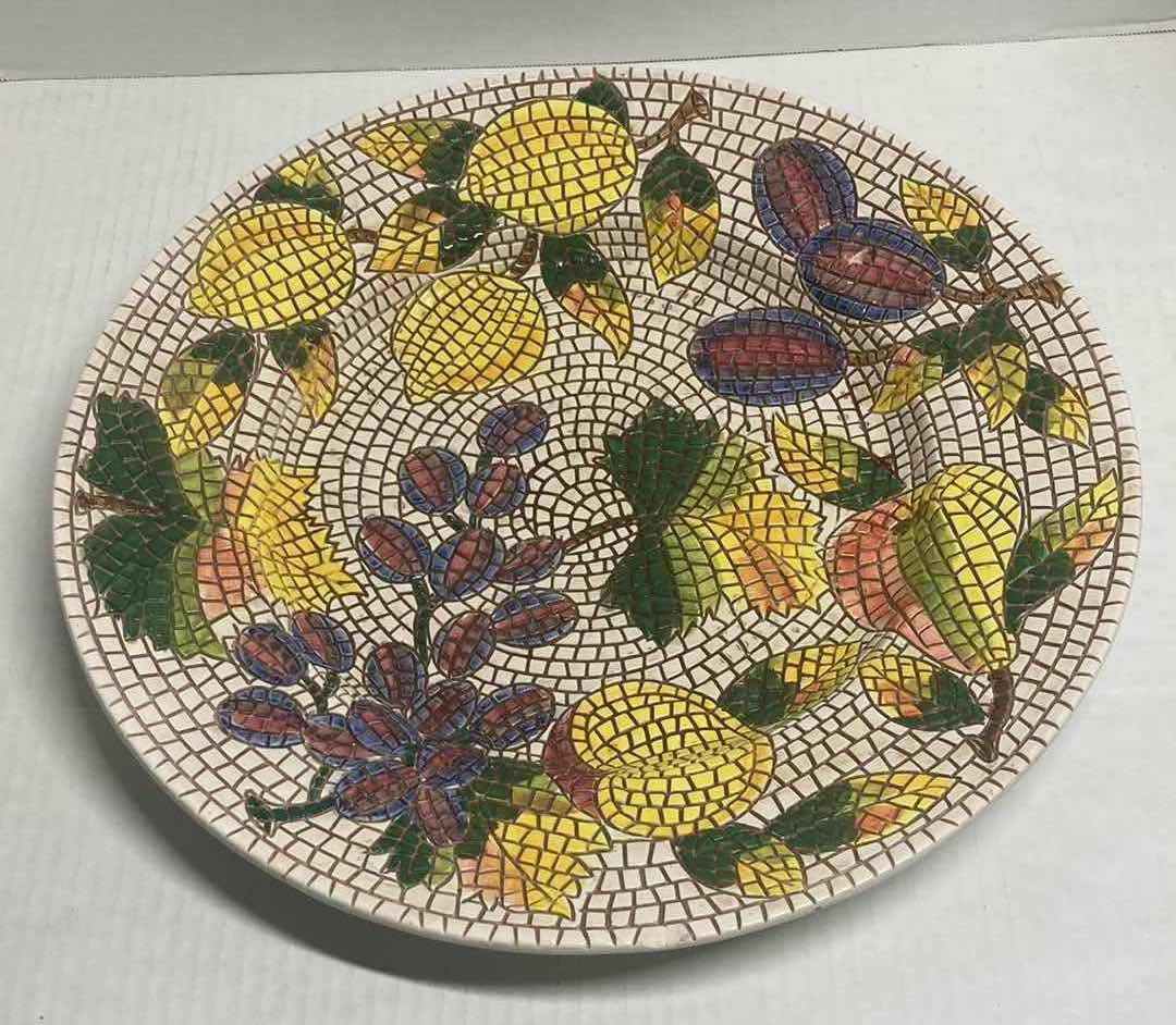 Photo 1 of LA CERAMICA VBC MOSIAC PATTERN FRUIT LEAVES ITALIAN CERAMIC SERVING BOWL 16.25”