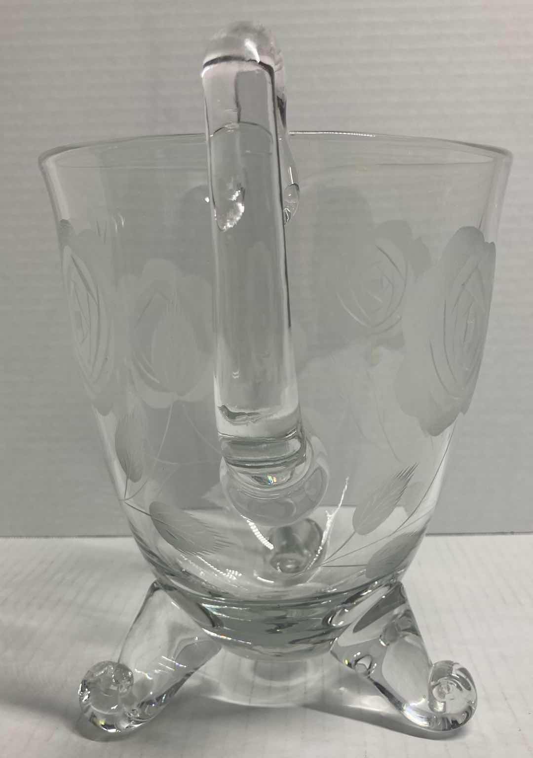 Photo 1 of $50.   BARSKI HANDMADE EUROPEAN ROSE ROUND FOOTED GLASS PITCHER 9”