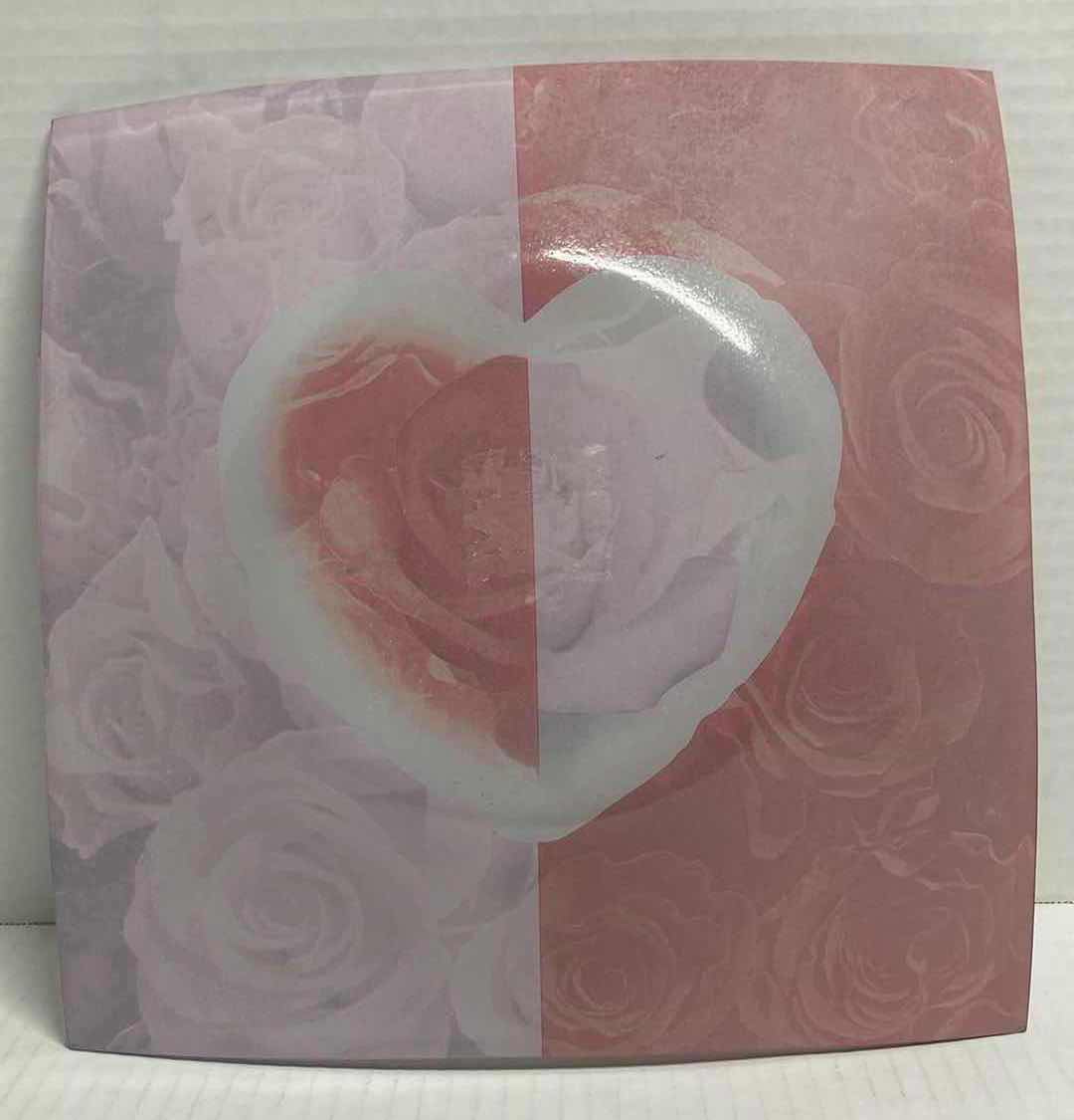 Photo 1 of ROSE HEART DECORATIVE GLASS SHALLOW BOWL 11.5”