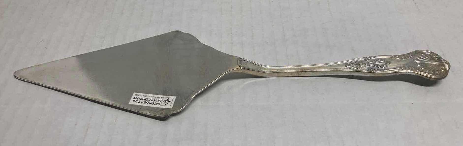 Photo 1 of ANTIQUE VICTORIAN SILVER PLATED CAKE SERVER W CELLULOID HANDLE & INTERNATIONAL SILVER COMPANY SILVER PLATED CAKE SERVER 11.75”