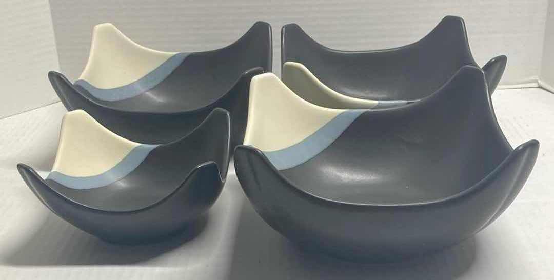 Photo 1 of DECORATIVE BLACK CERAMIC BOWLS (4)