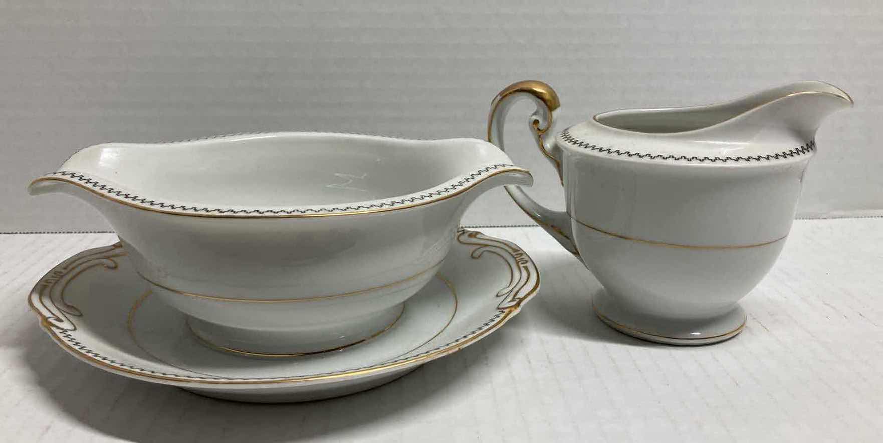 Photo 1 of LATE IN AUTUMN WHITE GOLD TRIM JAPANESE FINE CHINA DINNERWARE SET 33PC