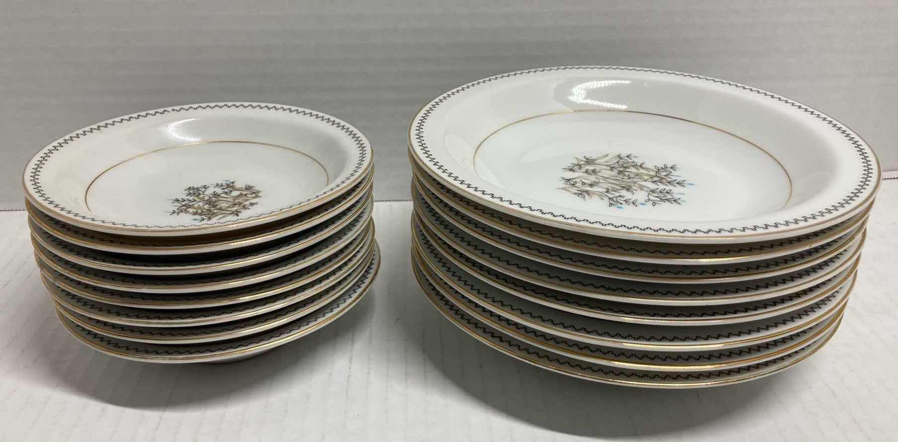Photo 1 of LATE IN AUTUMN WHITE GOLD TRIM JAPANESE FINE CHINA DINNERWARE SET 33PC
