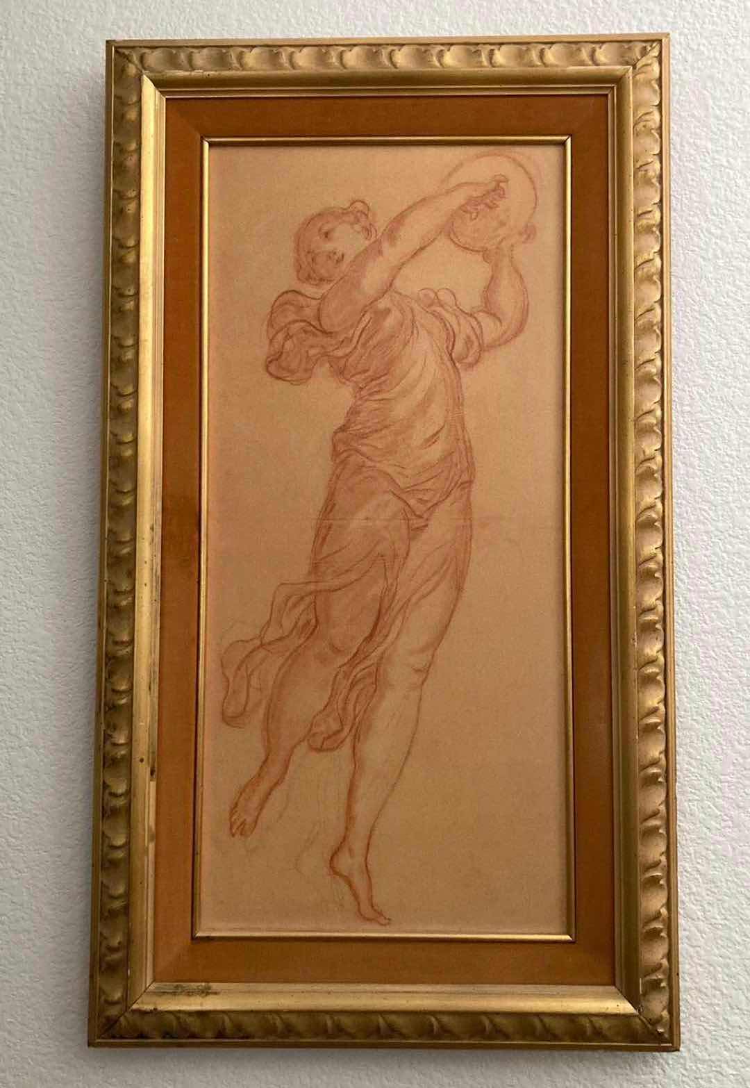 Photo 1 of EUROPEAN SCHOOL MAIDEN W INSTRUMENT FRAMED REPRINT ARTWORK 17.5” X 30.5”