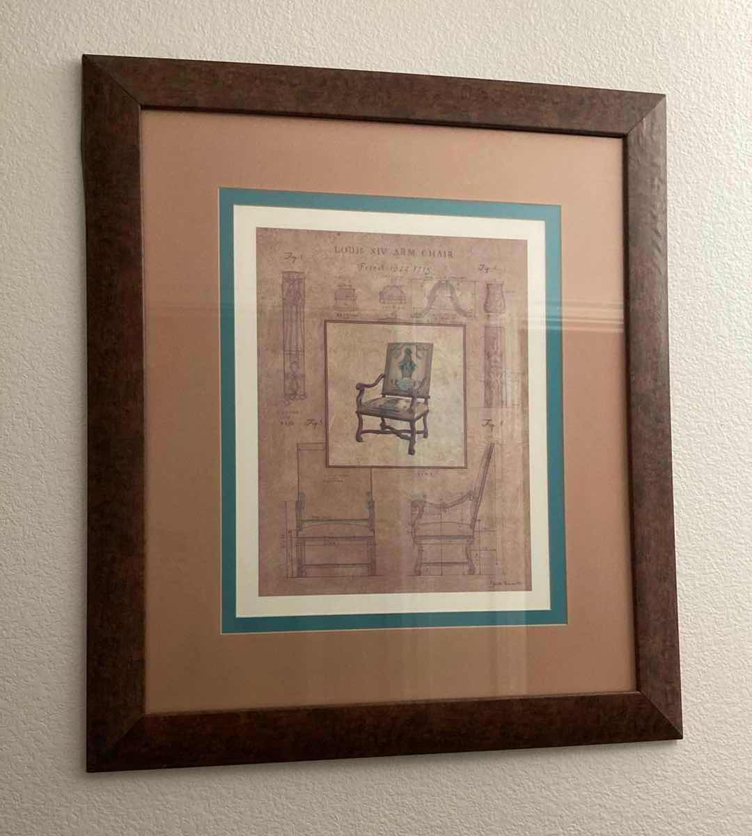 Photo 1 of LOUIS XIV ARM CHAIR SIGNED BY JACOB EDWARDS FRAMED REPRINT ARTWORK 29” X 33”