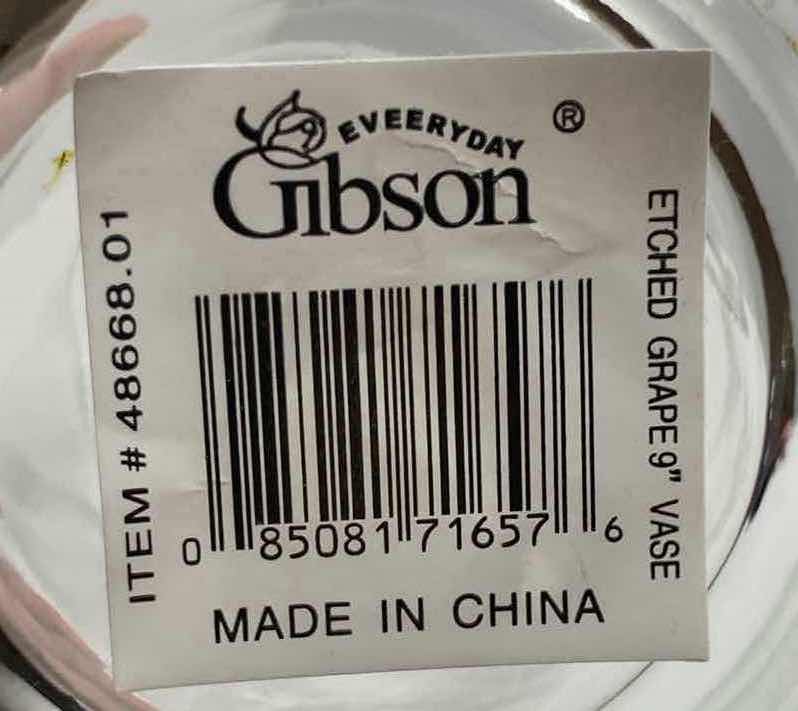 Photo 1 of GIBSON GRAPE GLASS VASES (3) H8”