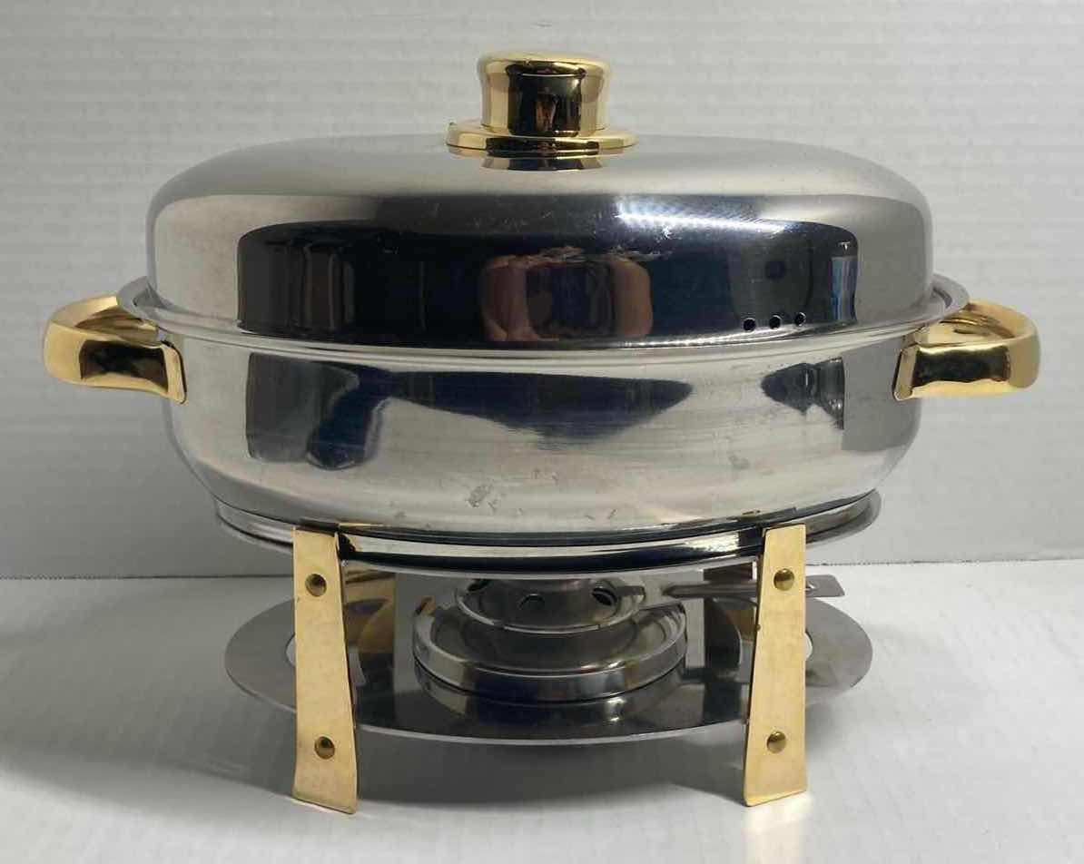 Photo 1 of CUISINE COOKWARE COMMAND PERFORMANCE GOLD STAINLESS STEEL CHAFING DISH SET 10”
