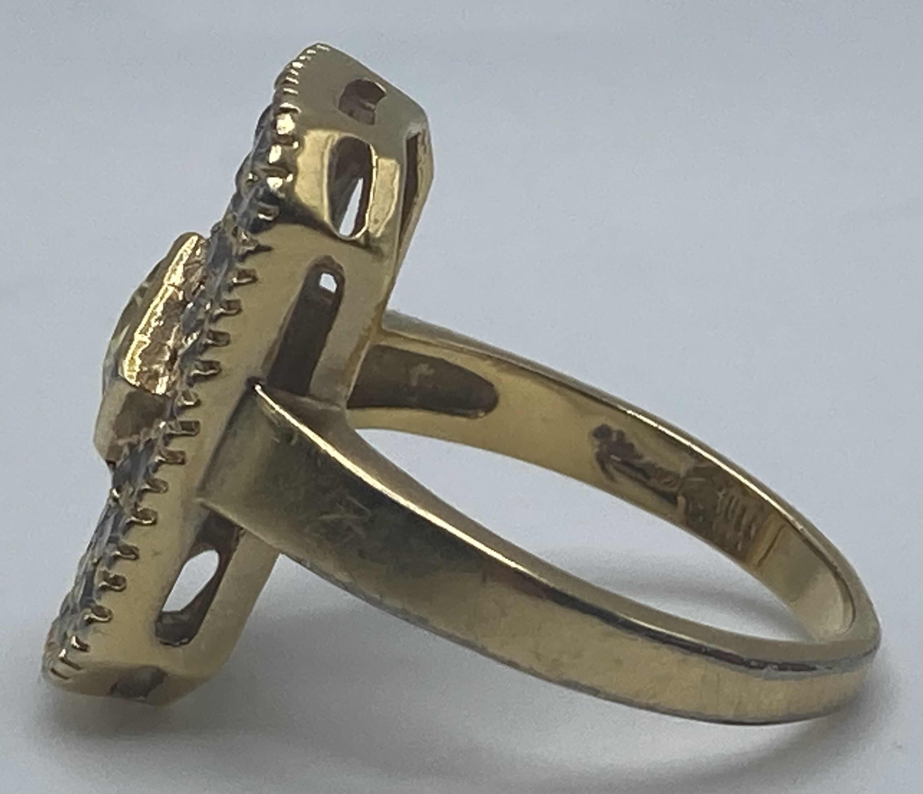 Photo 1 of GOLD PLATED 925 SILVER RING W YELLOW & CLEAR STONES APPROX RING SIZE 8.5-9
