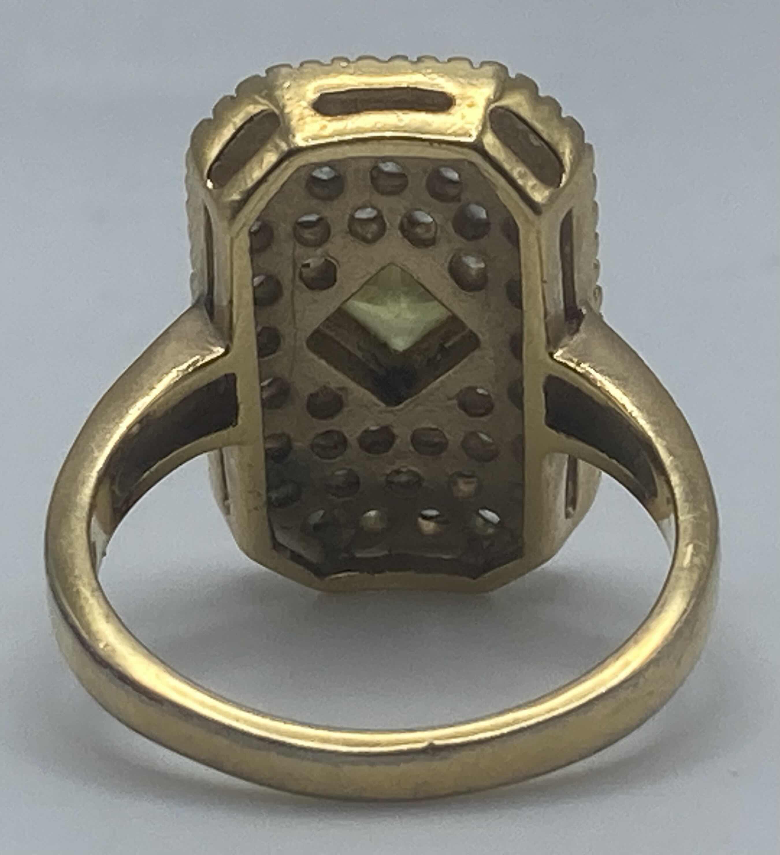 Photo 1 of GOLD PLATED 925 SILVER RING W YELLOW & CLEAR STONES APPROX RING SIZE 8.5-9