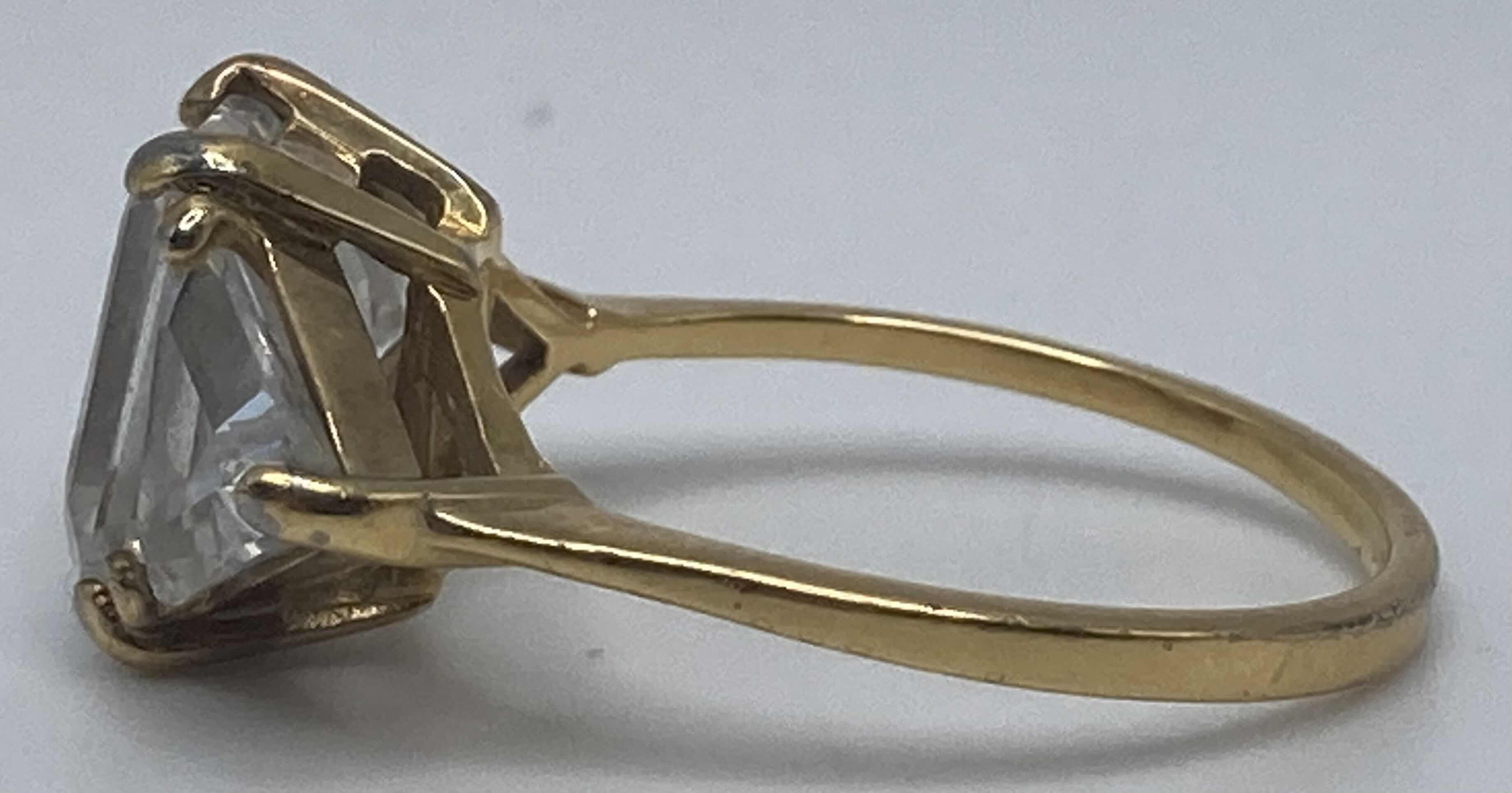 Photo 1 of GOLD PLATED 925 SILVER RING W CLEAR STONES APPROX RING SIZE 8.5-9