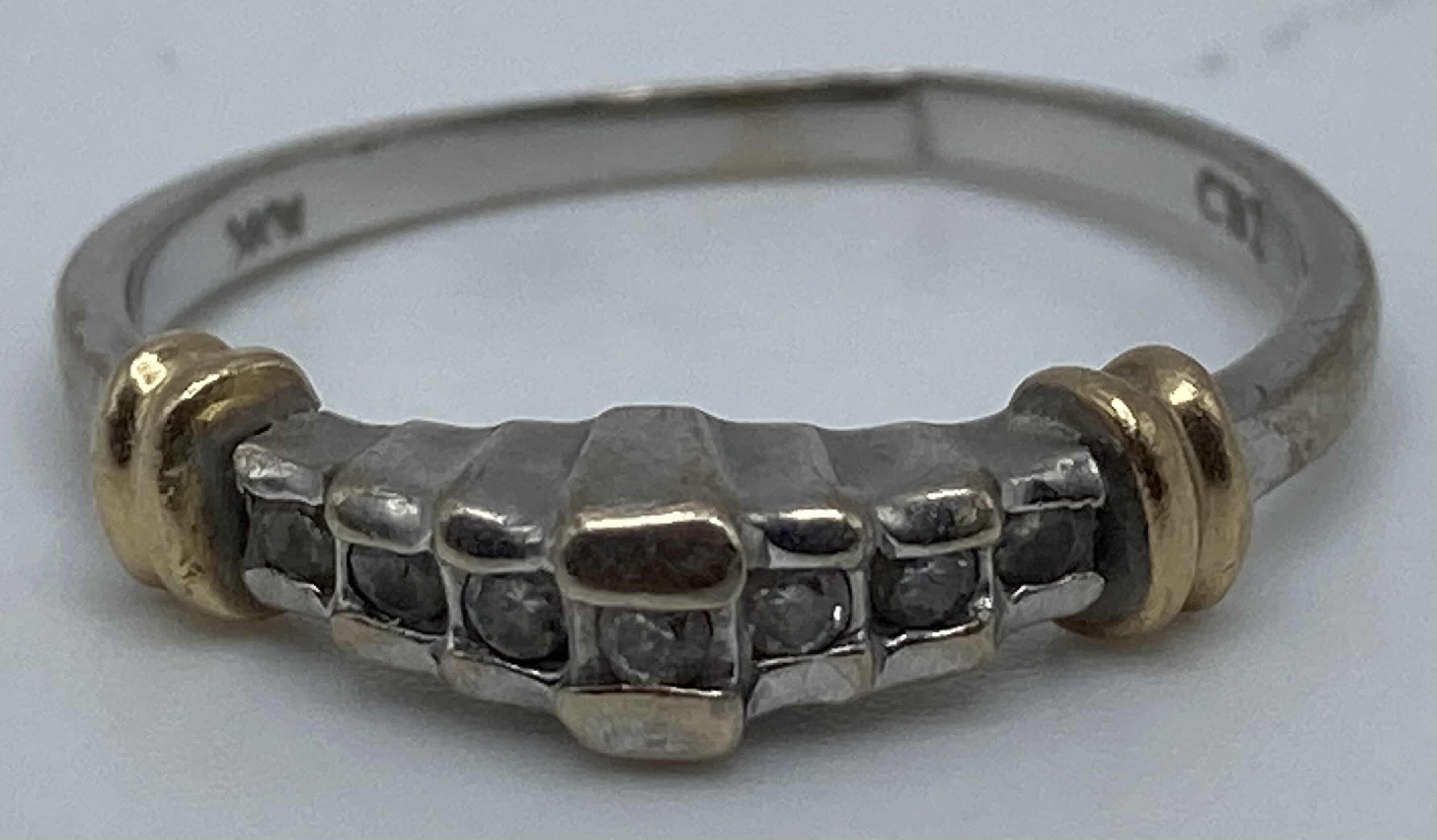 Photo 1 of 10K GOLD RING W CLEAR STONES APPROX RING SIZE 8.5-9 (2.0G)
