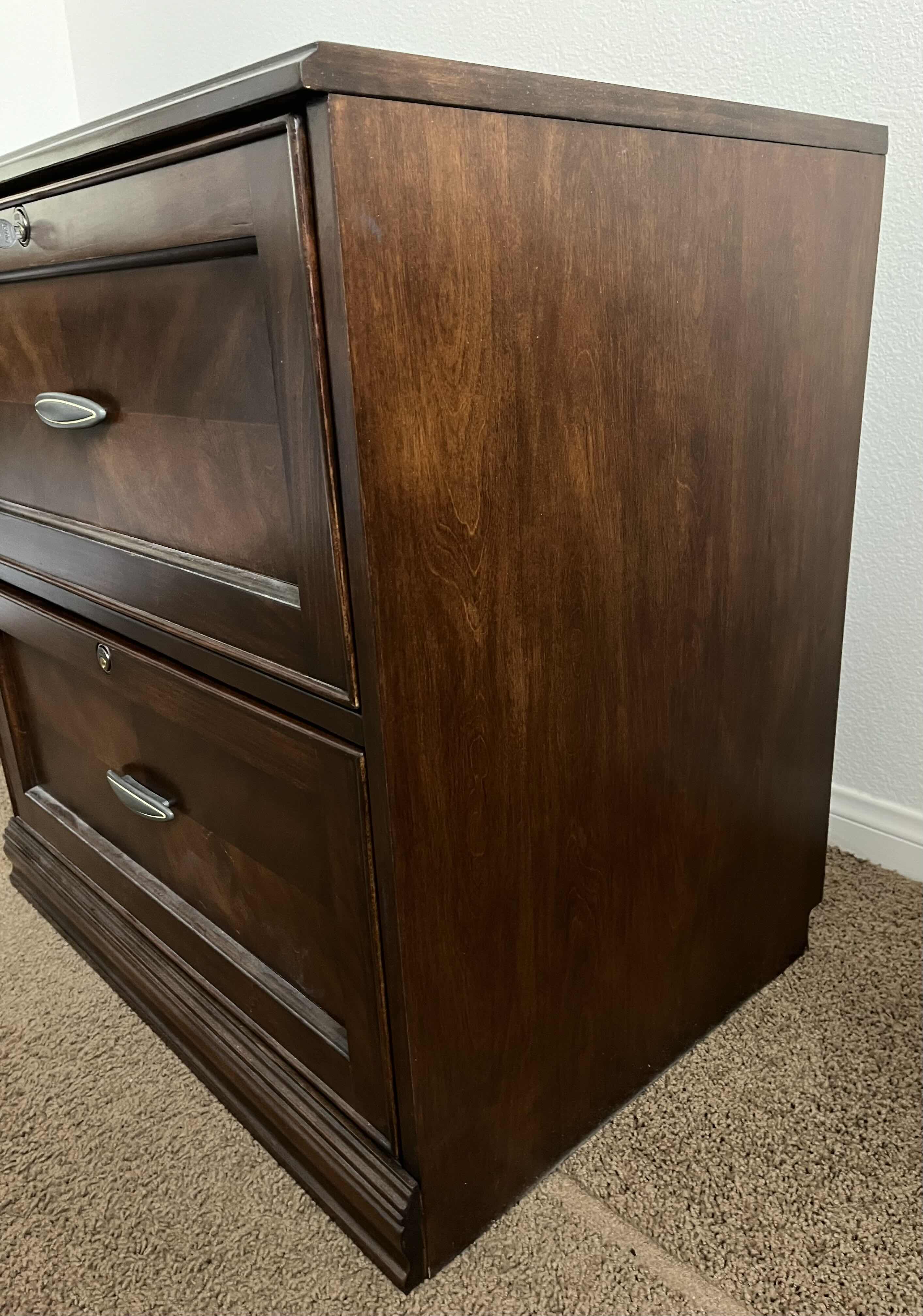 Photo 1 of ASHLEY FURNITURE CHERRY WALNUT FINISH 2 DRAWER FILE CABINET W KEY 30” X 22” H30”