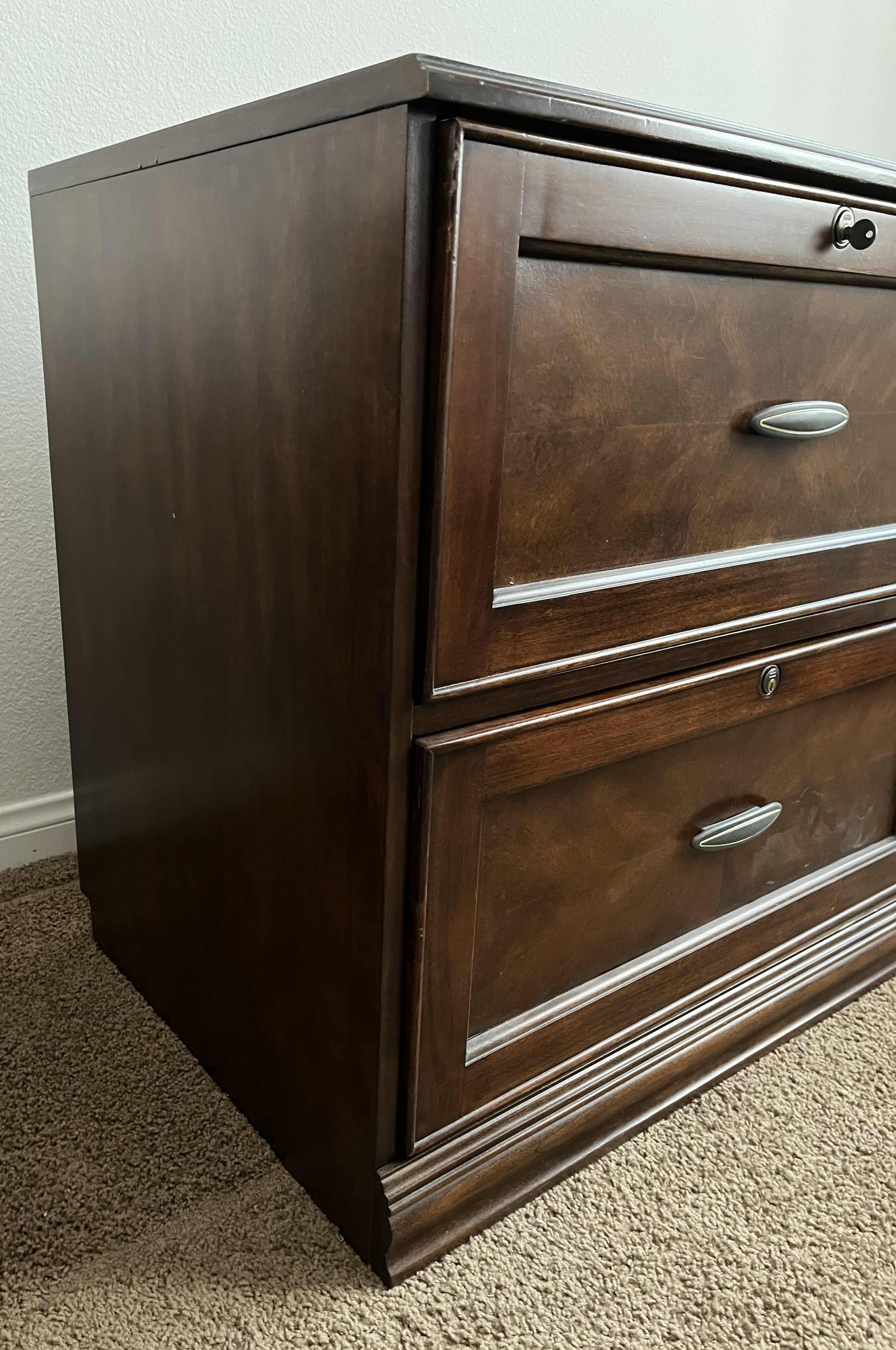 Photo 1 of ASHLEY FURNITURE CHERRY WALNUT FINISH 2 DRAWER FILE CABINET W KEY 30” X 22” H30”