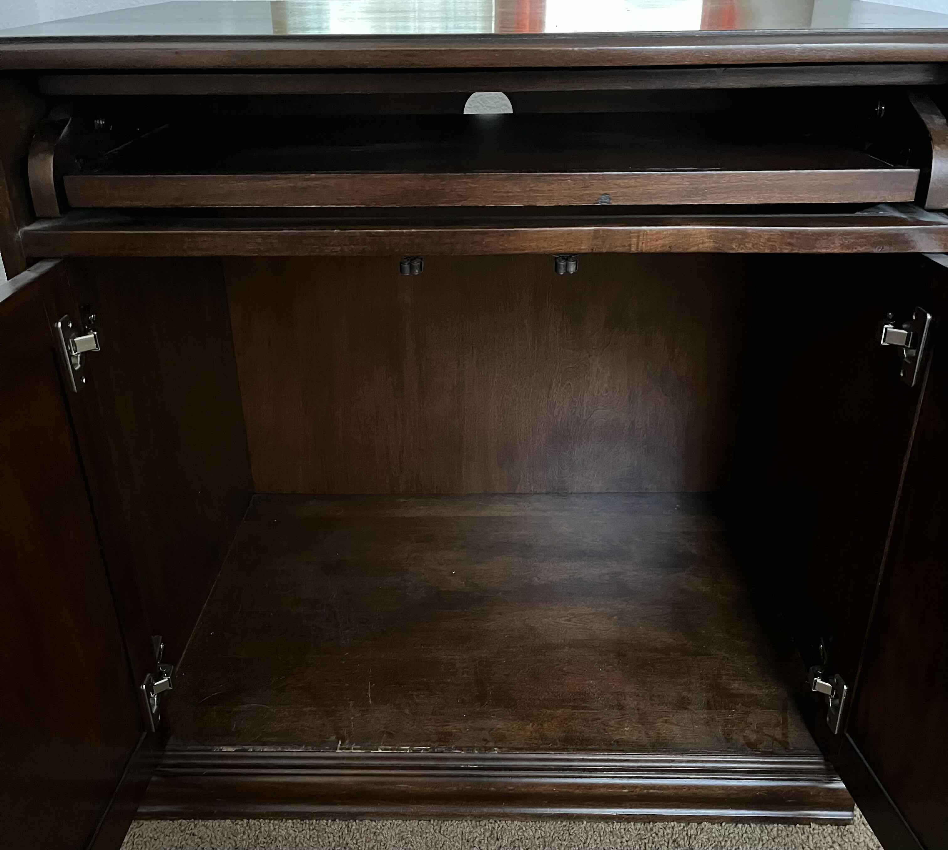 Photo 1 of ASHLEY FURNITURE CHERRY WALNUT FINISH MEDIA CABINET 30” X 22” H30”