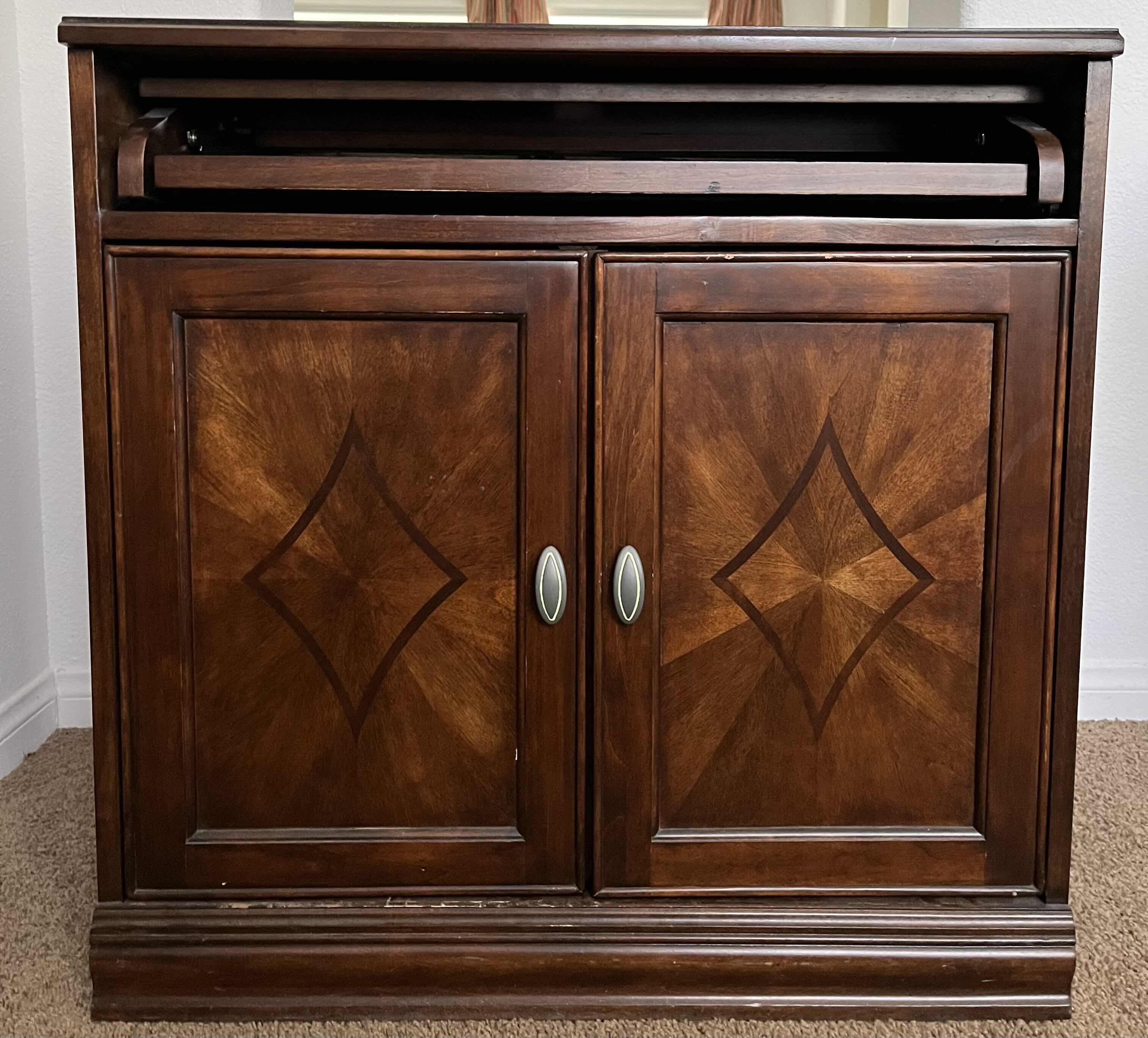 Photo 1 of ASHLEY FURNITURE CHERRY WALNUT FINISH MEDIA CABINET 30” X 22” H30”