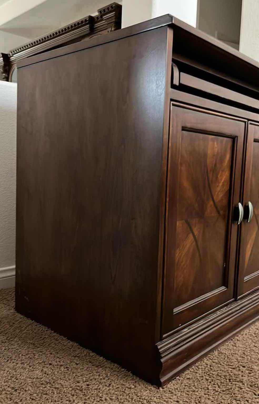 Photo 1 of ASHLEY FURNITURE CHERRY WALNUT FINISH MEDIA CABINET 30” X 22” H30”