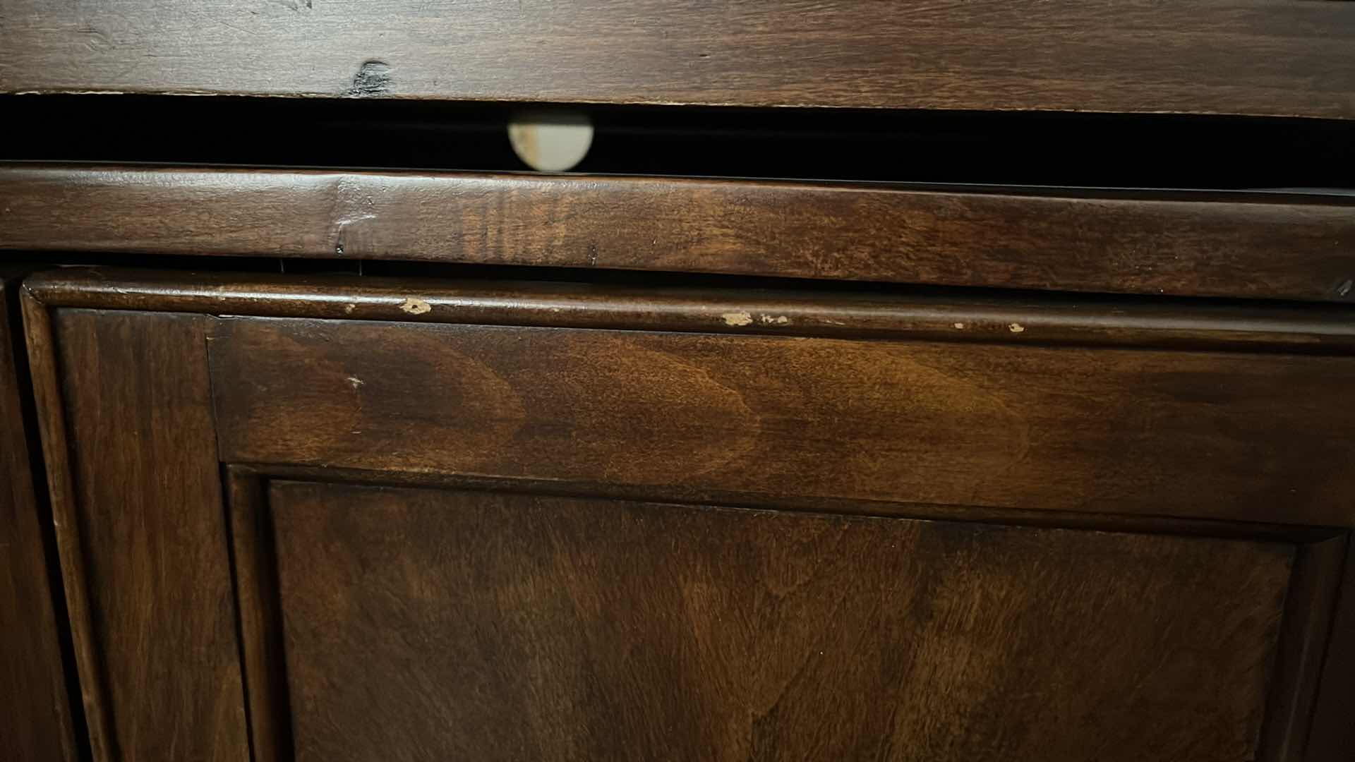 Photo 1 of ASHLEY FURNITURE CHERRY WALNUT FINISH MEDIA CABINET 30” X 22” H30”