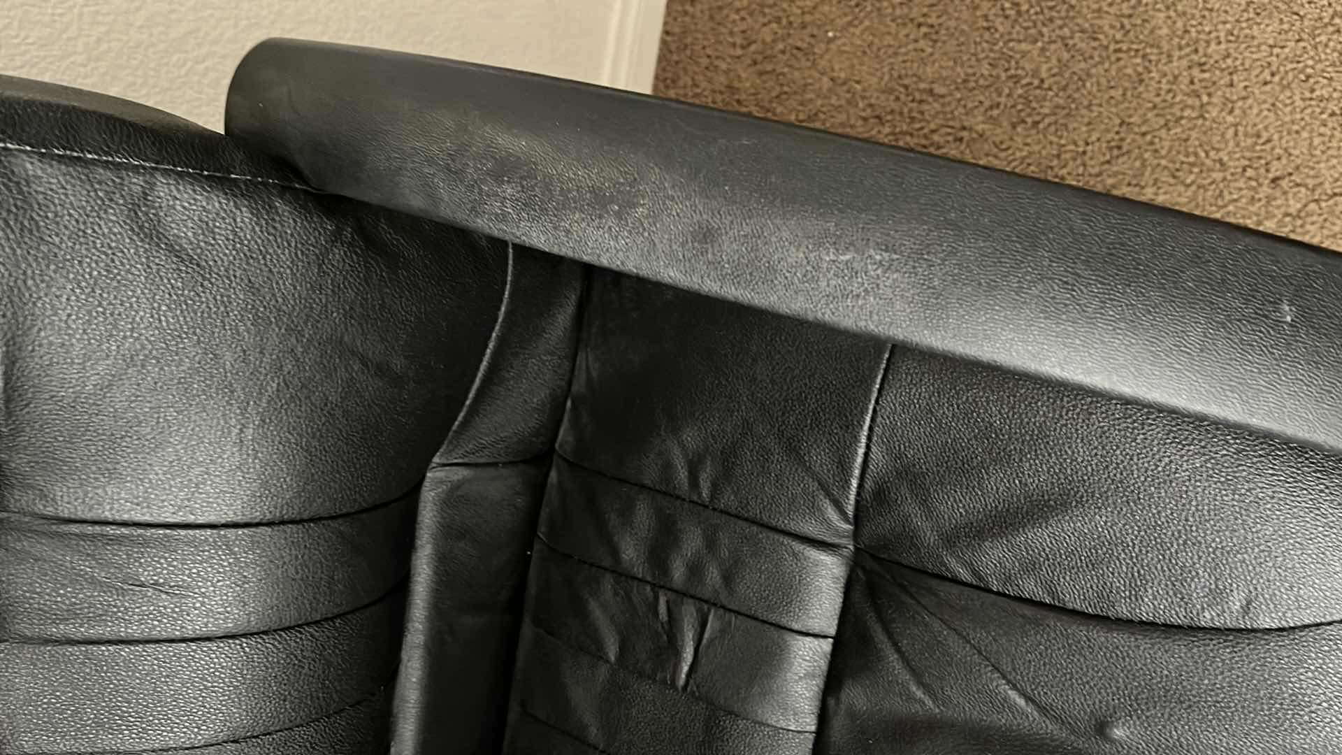 Photo 1 of OFFICE STARS BLACK LEATHER ROLLING OFFICE COMPUTER CHAIR 24” X 26” H43”