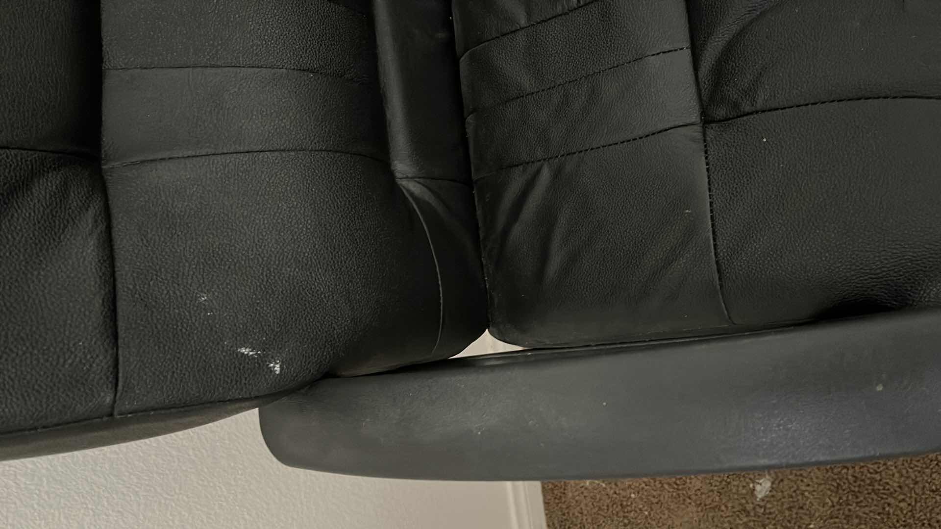 Photo 1 of OFFICE STARS BLACK LEATHER ROLLING OFFICE COMPUTER CHAIR 24” X 26” H43”