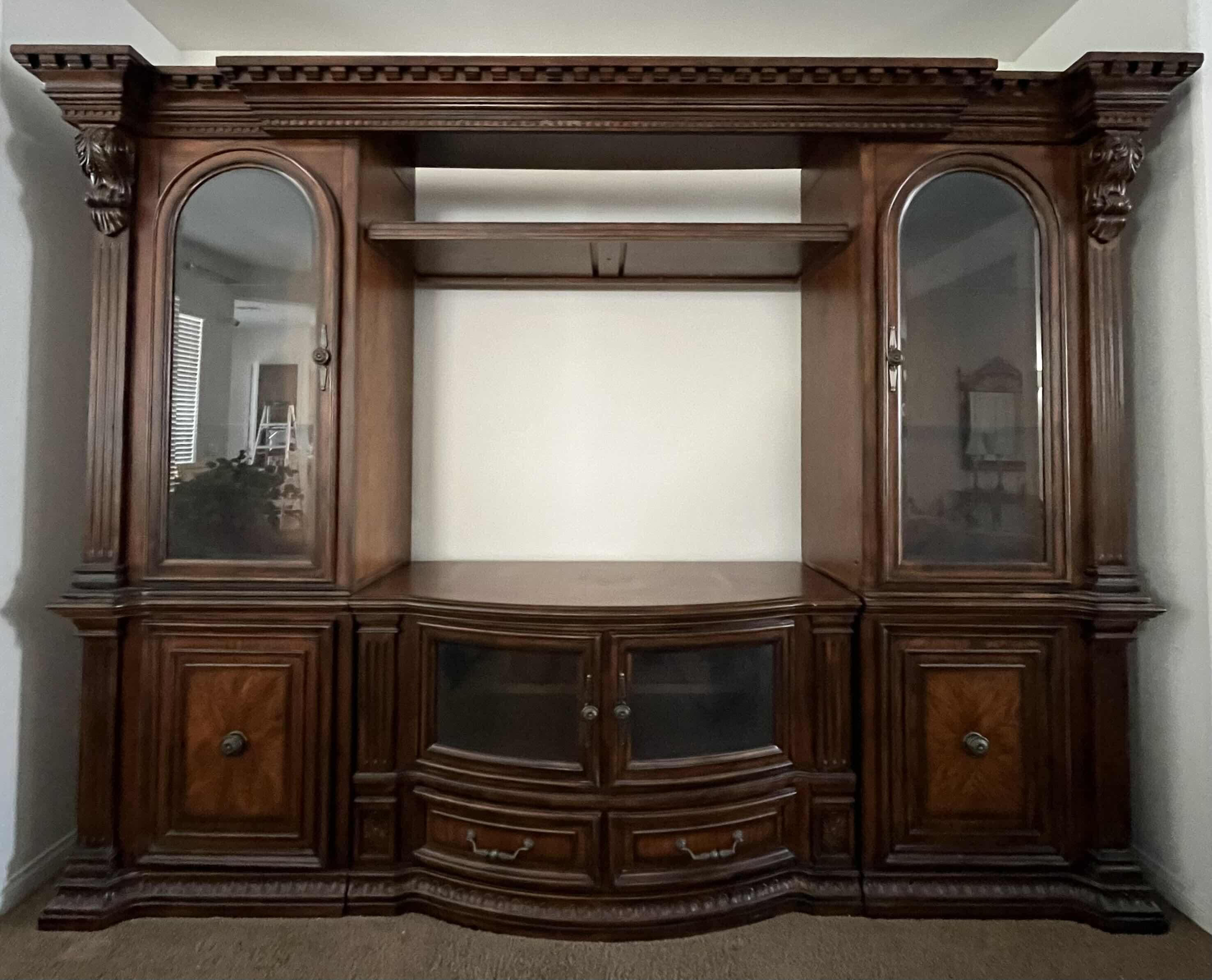 Photo 1 of FAIRMONT DESIGNS DARK CHERRY WOOD FINISH ENTERTAINMENT CENTER 119.5” X 25” H89.25” (READ NOTES)