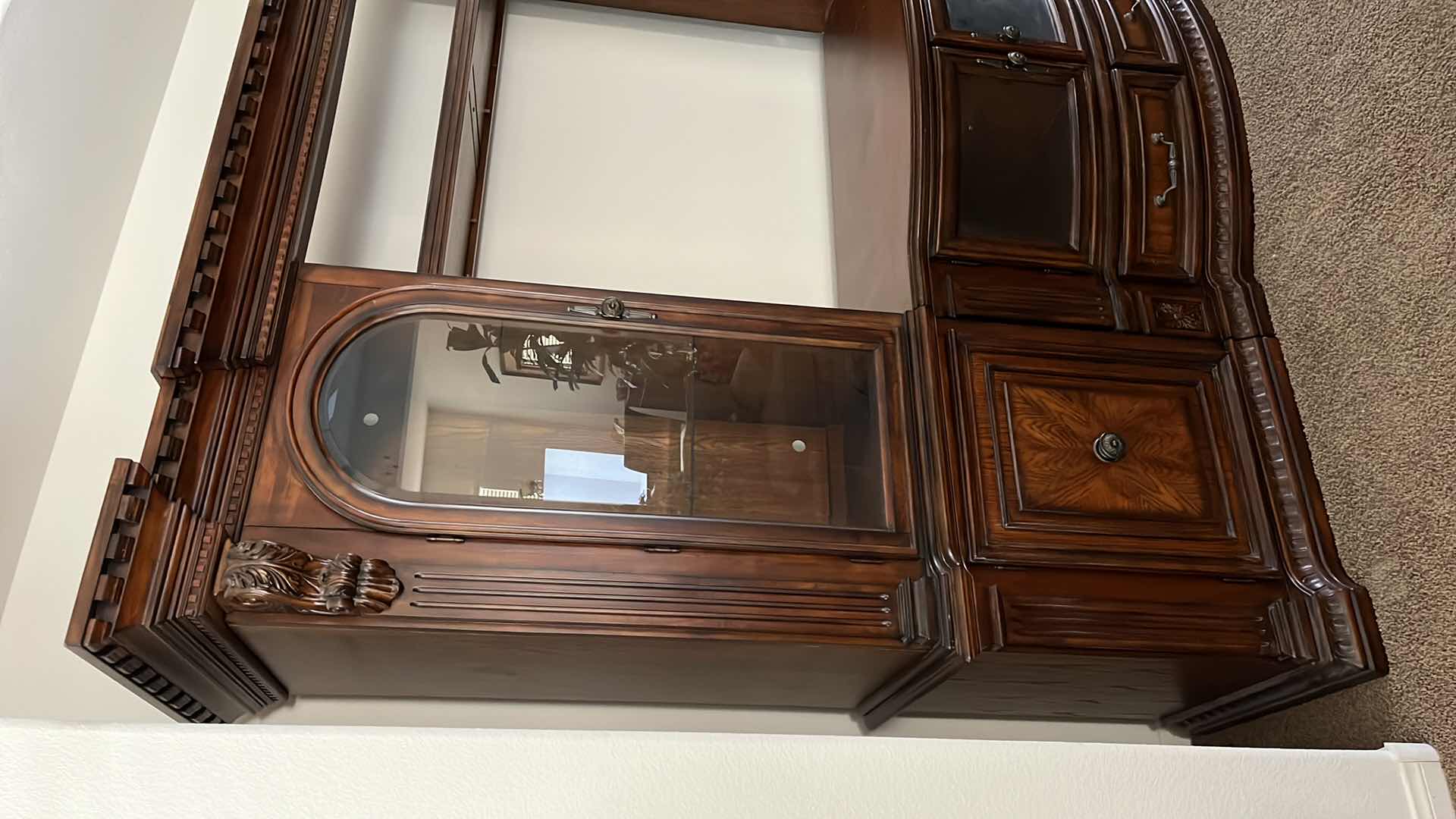 Photo 1 of FAIRMONT DESIGNS DARK CHERRY WOOD FINISH ENTERTAINMENT CENTER 119.5” X 25” H89.25” (READ NOTES)