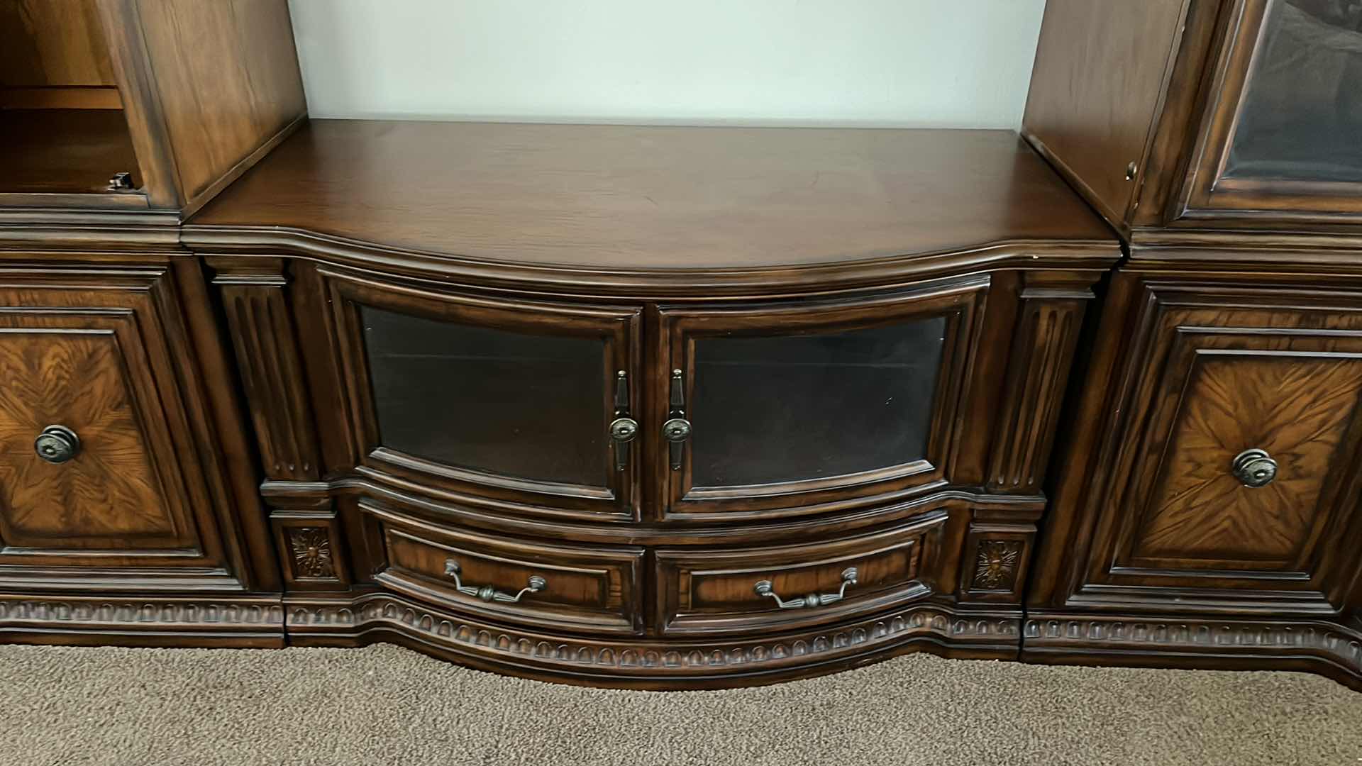 Photo 1 of FAIRMONT DESIGNS DARK CHERRY WOOD FINISH ENTERTAINMENT CENTER 119.5” X 25” H89.25” (READ NOTES)