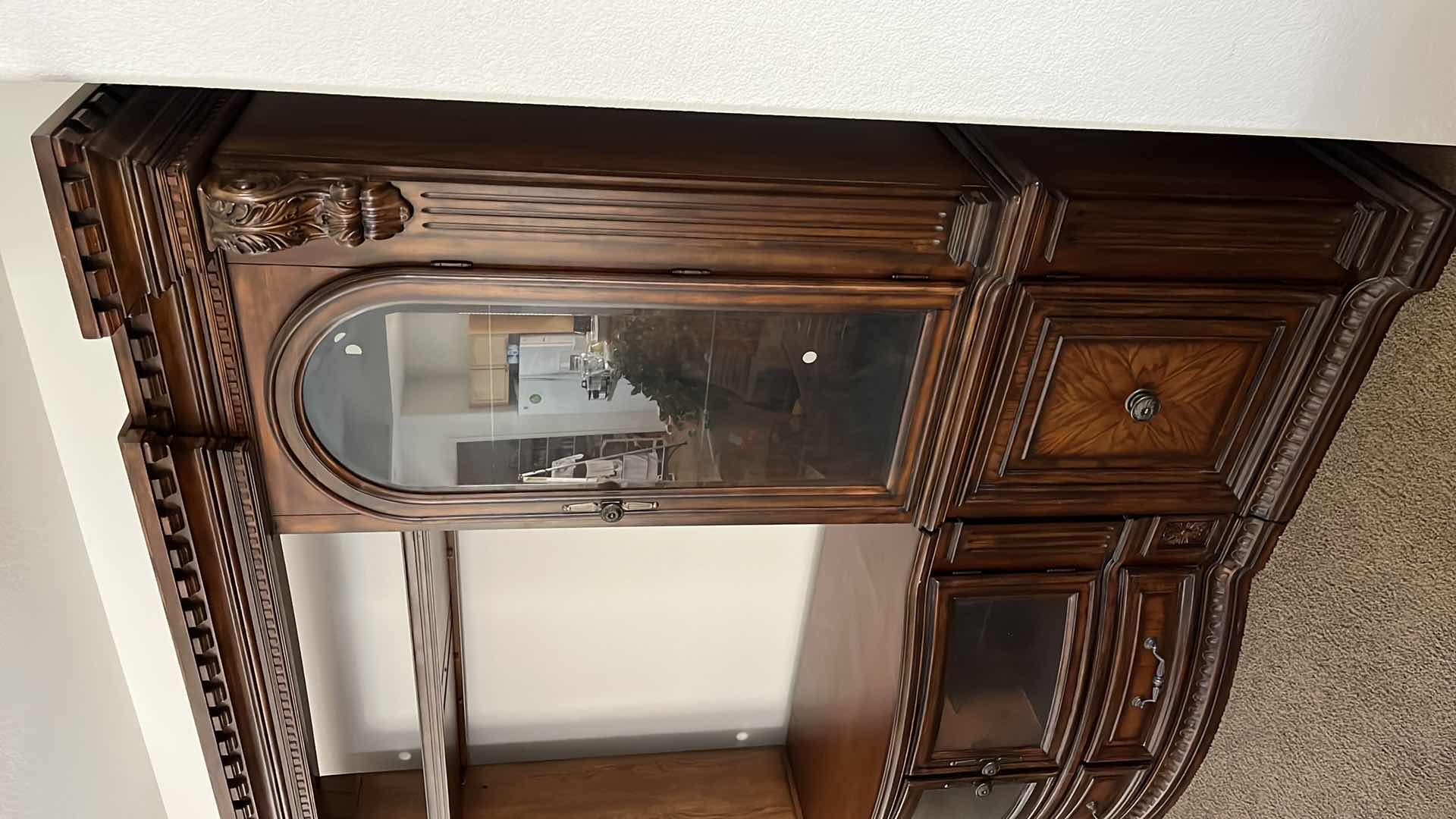 Photo 1 of FAIRMONT DESIGNS DARK CHERRY WOOD FINISH ENTERTAINMENT CENTER 119.5” X 25” H89.25” (READ NOTES)
