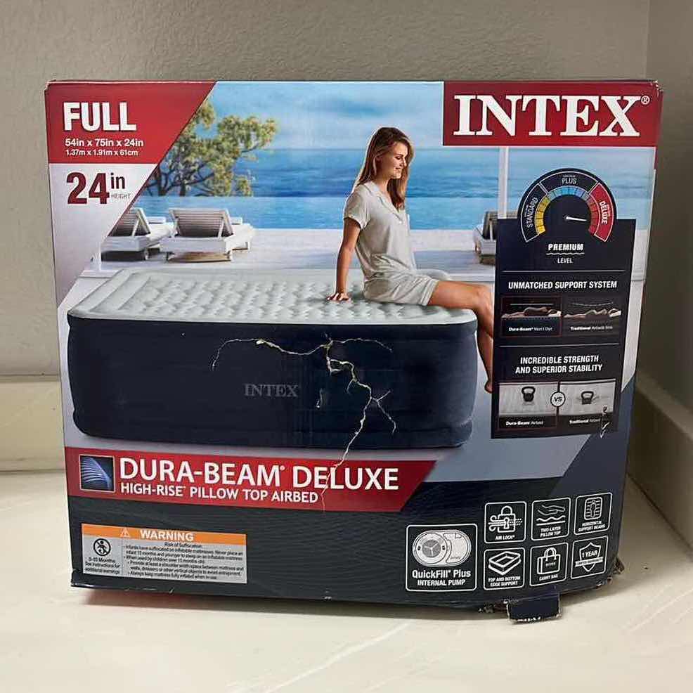 Photo 1 of INTEX FULL SIZE DURA BEAM DELUXE 24” HIGH RISE PILLOW TOP AIRBED