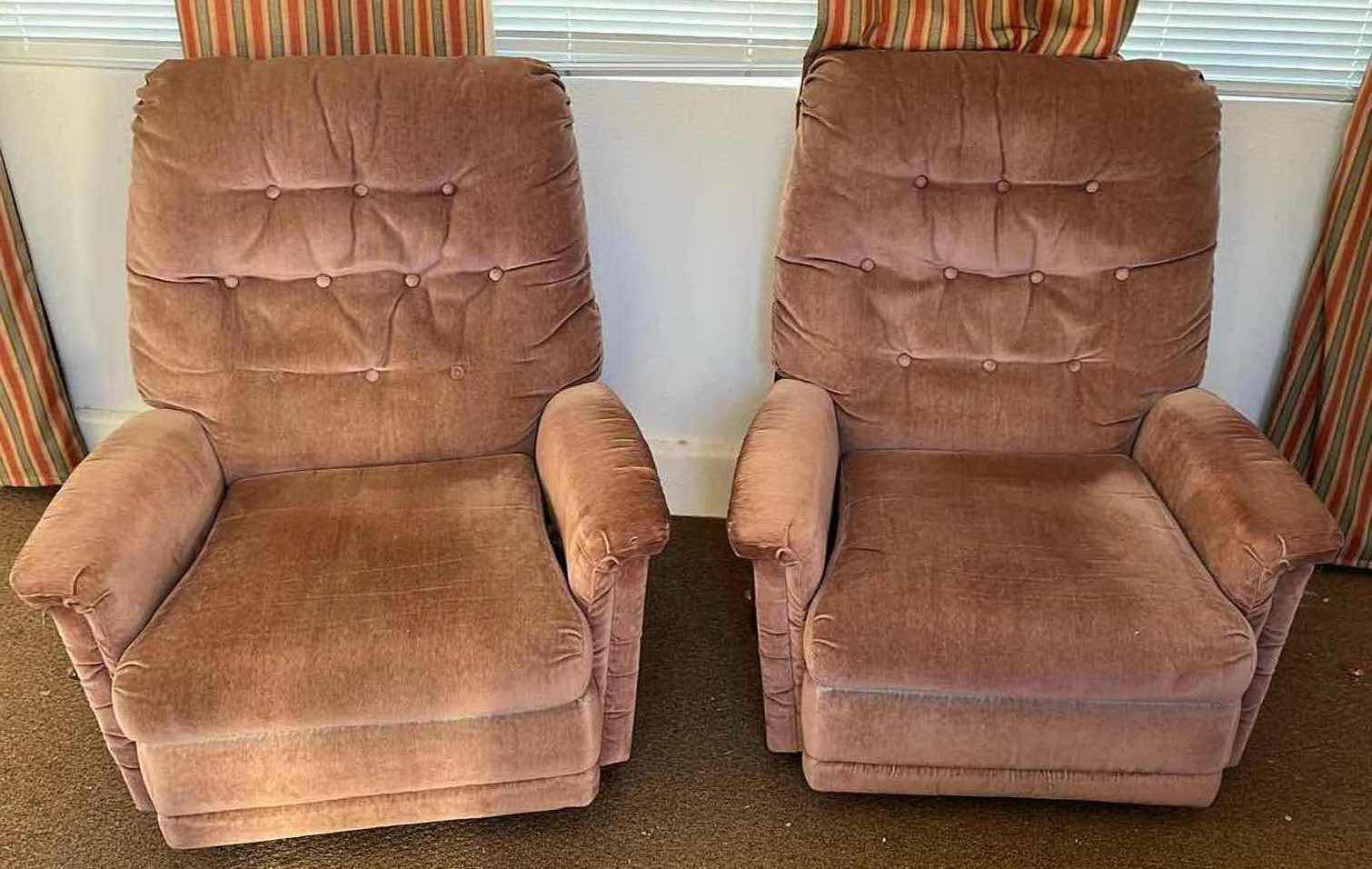 Photo 1 of ACTION INDUSTRIES VINTAGE RECLINING CHAIRS (2) 36” X 33” H39”