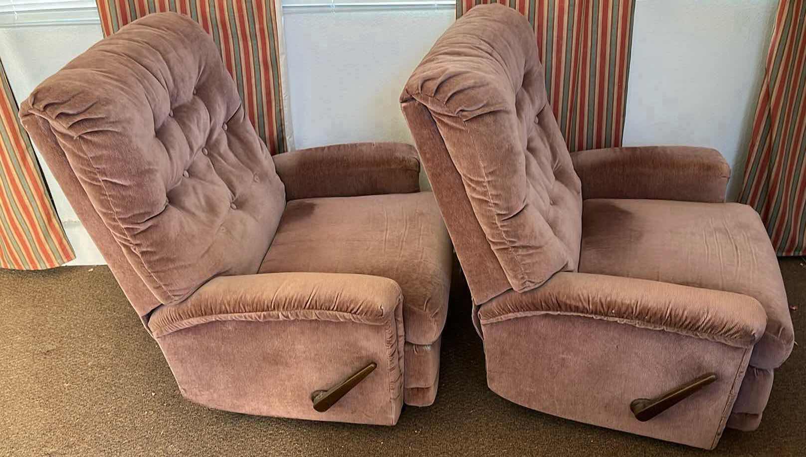 Photo 1 of ACTION INDUSTRIES VINTAGE RECLINING CHAIRS (2) 36” X 33” H39”