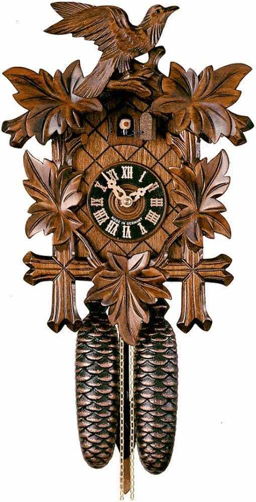 Photo 1 of HONES GERMAN BLACK FOREST WALNUT STAINED WOOD PENDULUM CUCKOO CLOCK 13”