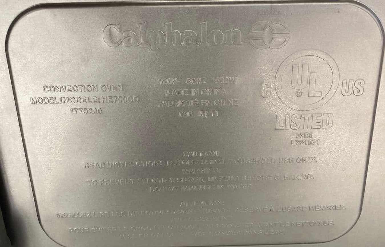 Photo 5 of CALPHALON TOASTER OVEN MODEL HE700CO 19” X 11.5” H10.5”