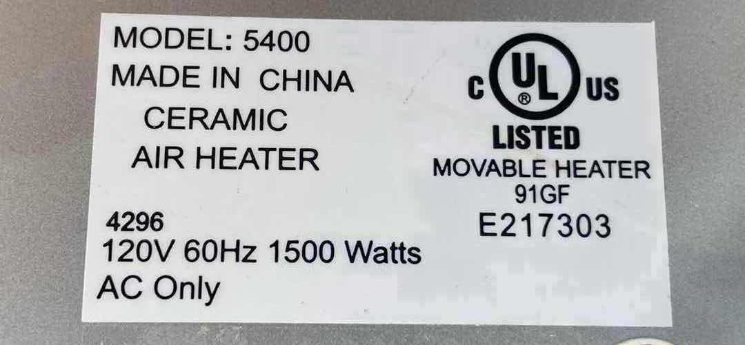 Photo 5 of LASKO MINI CERAMIC AIR HEATER MODEL 5400