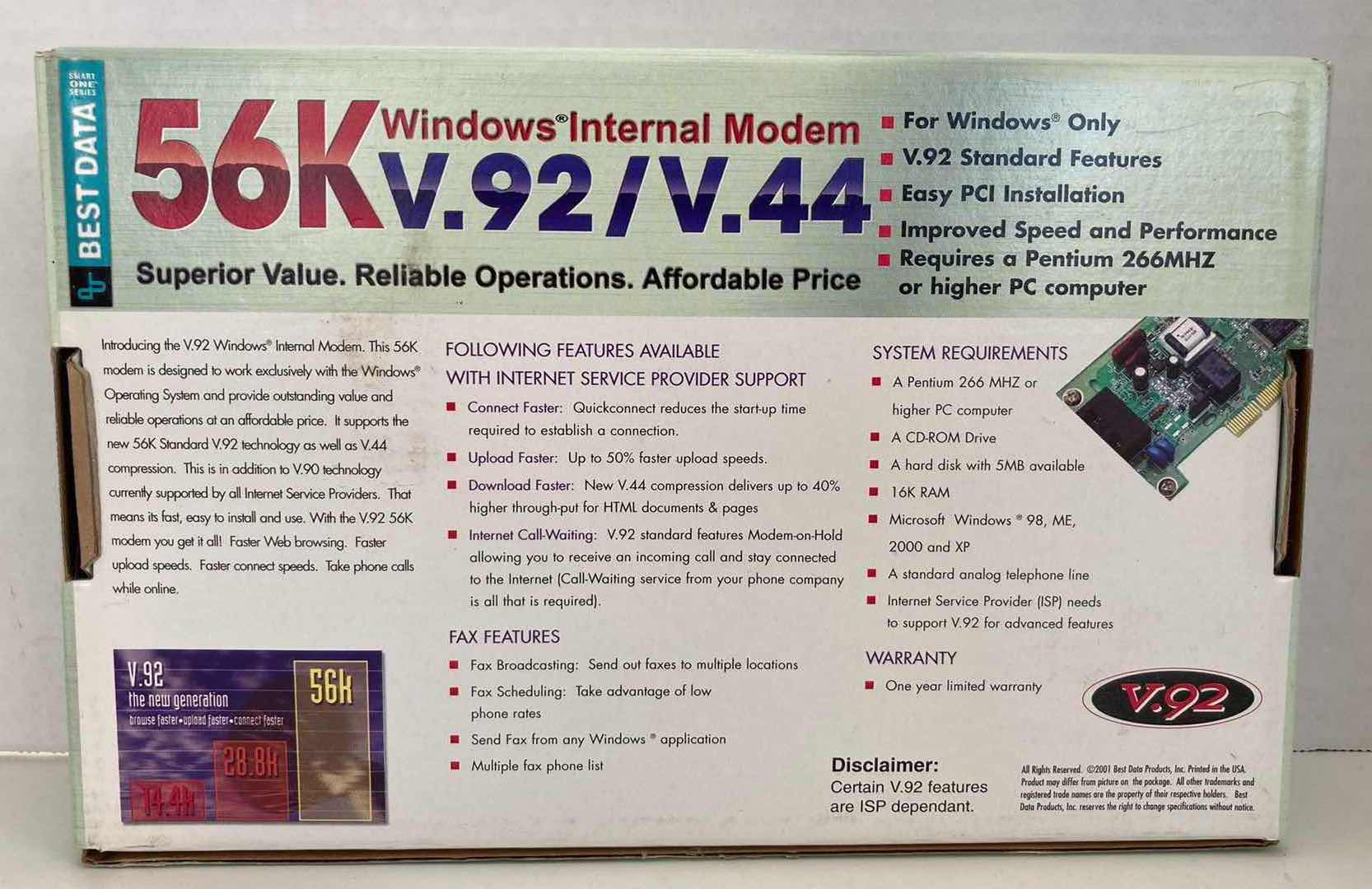 Photo 2 of BEST DATA WINDOWS INTERNAL MODEM 56K V.92/V.44