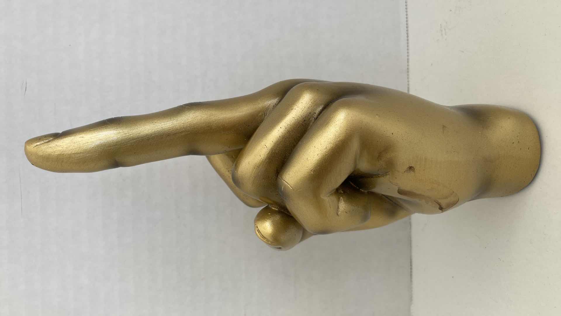 Photo 3 of GOLD FINISH MIDDLE FINGER HAND GESTURE RESIN STATUE H8.75”