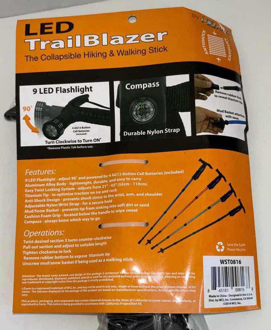 Photo 4 of  i-ZOOM LED TRAILBLAZER COLLAPSIBLE HIKING/WALKING STICK, ADJUSTABLE LENGTH 21”-43”