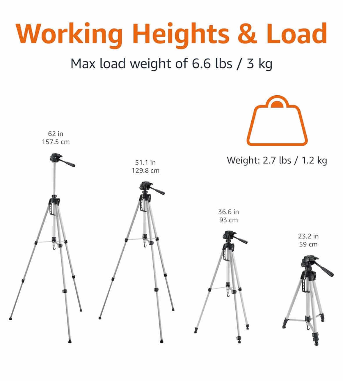 Photo 5 of AMAZON BASICS 60” LIGHTWEIGHT TRIPOD W BAG