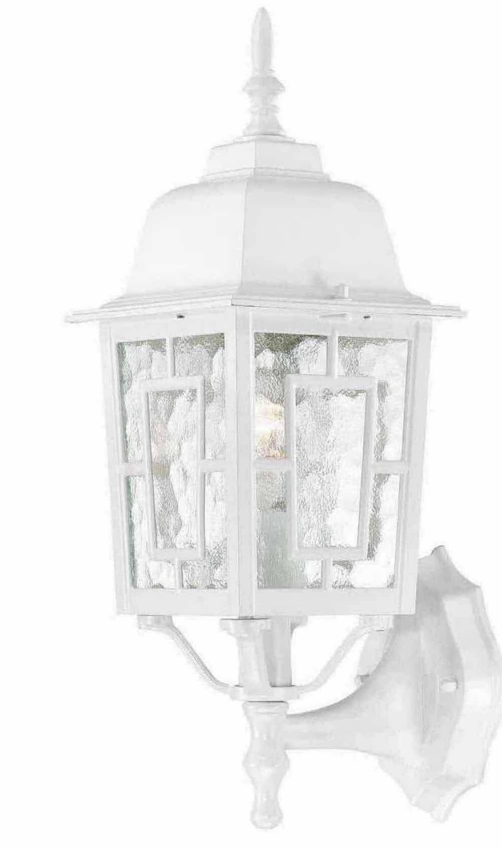 Photo 1 of NEW NUVO LIGHTING BANYAN ONE LIGHT WALL LANTERN/ARM UP, CLEAR WATER GLASS & WHITE OUTDOOR FIXTURE (MODEL 60/4924)