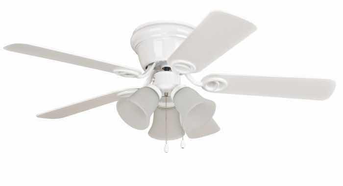 Photo 1 of CRAFTMADE 42” WYMAN 3-LIGHT WHITE WASHED OAK BLADES & WHITE FROSTED GLASS SHADES CEILING FAN