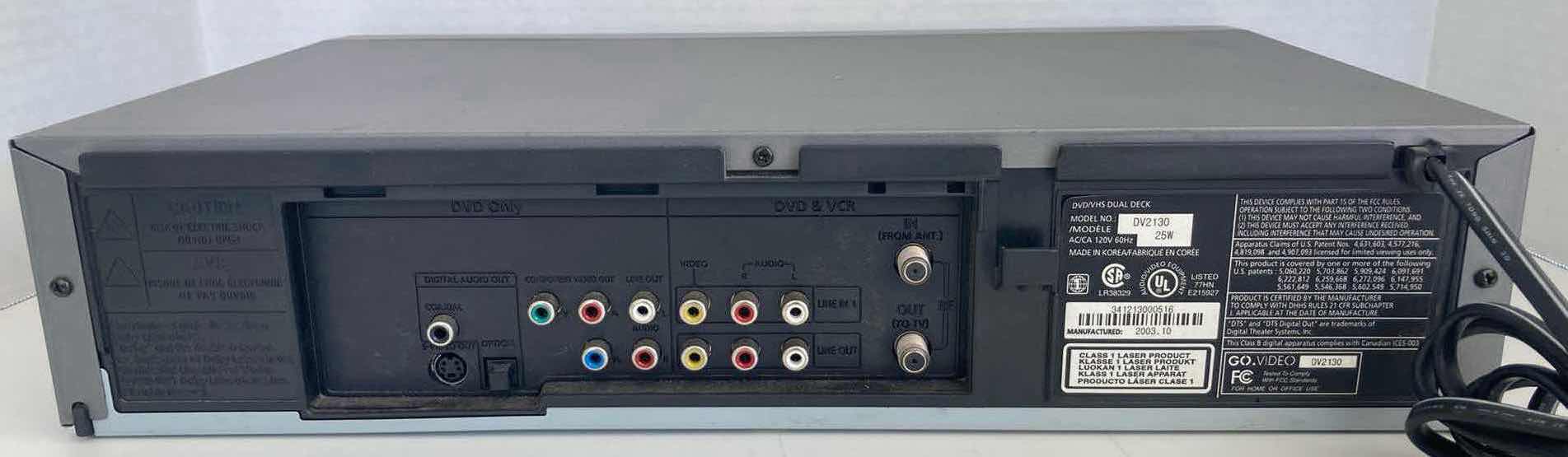 Photo 4 of GO.VIDEO DVD & VHS DUAL DECK VIDEO PLAYER MODEL DV2130