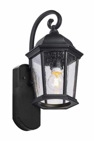 Photo 2 of MAXIMUS COACH BLACK FINISH SMART SECURITY LANTERN LIGHT FIXTURE W SPECKLED GLASS MODEL SPL11-07A1N4-BKT 8.79” X H17.09”