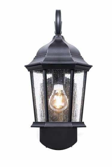 Photo 1 of MAXIMUS COACH BLACK FINISH SMART SECURITY LANTERN LIGHT FIXTURE W SPECKLED GLASS MODEL SPL11-07A1N4-BKT 8.79” X H17.09”